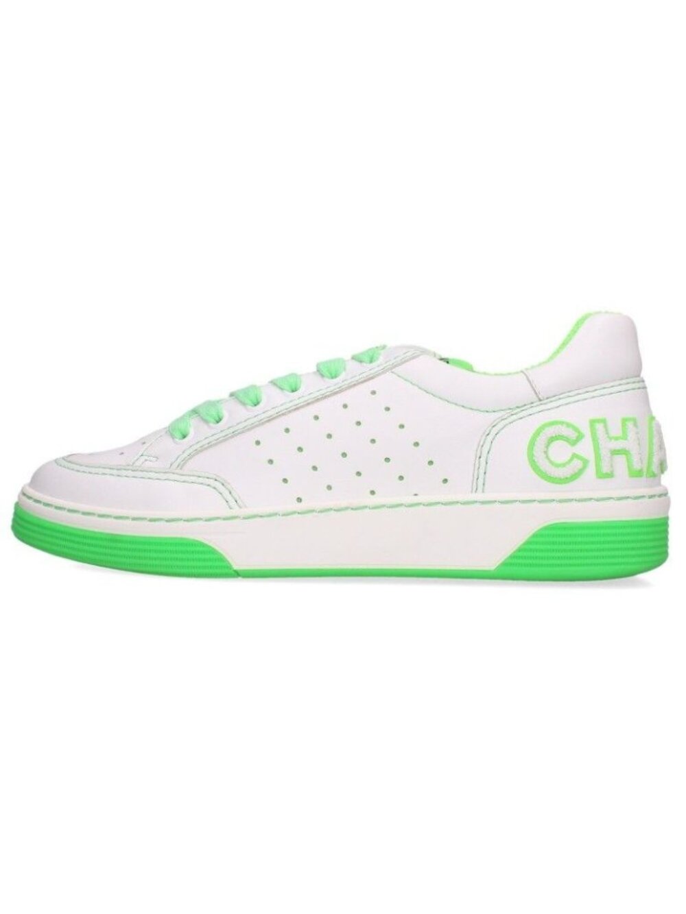 Chanel Logo Patch Leather Low Top Sneakers